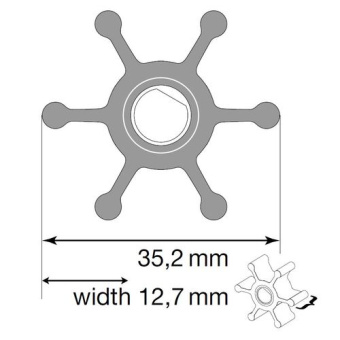 Johnson Pump 09-1077B-9 - Impeller For F2 Pump, Nitrile, With O-ring