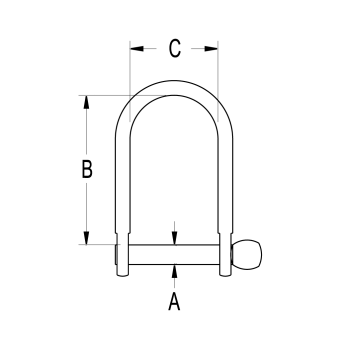 Ronstan RF1853 Wide D Shackle, 1/4" Pin