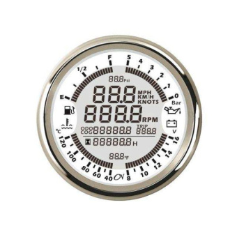 6 In 1 Instrument - White Dial, Chromium Bezel, 12V