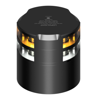 Lopolight 201-012+023S-B-CD - Navigation Light 2NM 360° White + Yellow/Strobe W/Conn & Alu-Base CD, Black