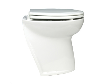 Jabsco 58220-3024 - Deluxe 17" Electric Toilet 24V, Angled With Flush Pump, Soft Closing