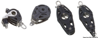 Viadana Composite Ball Bearing Triple Block with Becket, Universal Head and Cam Cleat for Rope up to 12 mm, 57 mm Sheaves