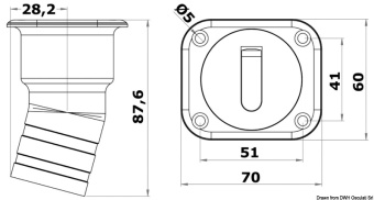 Osculati 20.454.01 - Square Fuel Deck Filler Short Version 38 mm