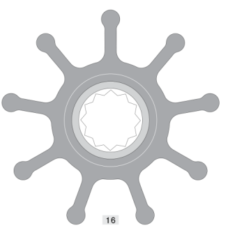 Johnson Pump 09-802B - Neoprene Pump Impeller for Johnson F9 & Nanni Pumps (9 Blade)