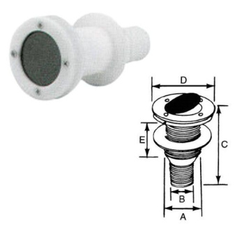 Eval 02930 - Through-Hull Fitting + Check Valve, 38mm, White