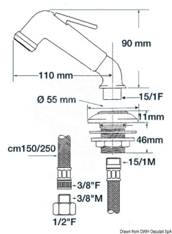 Osculati 17.258.02 - Shower Tap 3/8" 2.5 m