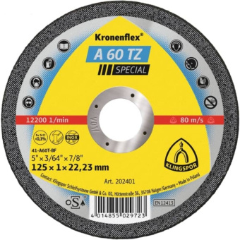 Klingspor Slitting Disc (A 60 TZ Special) 125 X 1 X 22,23mm (25 pcs)