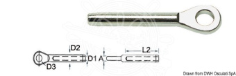 Osculati AISI 316 Stainless Steel Press-Fit Eye Terminals for 2.5–12 mm Wire Rope