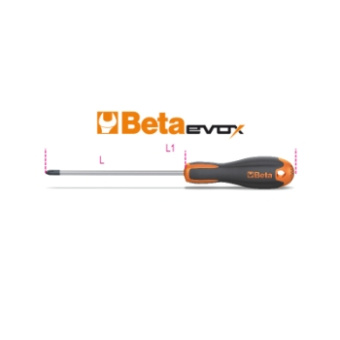 Beta 012091006 - Evox Screwdrivers For Cross Head Pozidriv®-Supadriv® Screws, Chrome-Plated, Black Tips L 100 mm