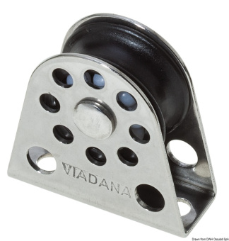 Viadana Vertical Footblock with Aluminium Pulley for Metal Cable up to 4 mm, 25-28 mm Sheave