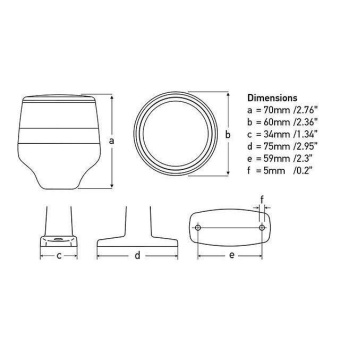Hella Marine 2LT 980 960-211 - Naviled 360 White Light On 204 mm Fixed Mast 2 NM