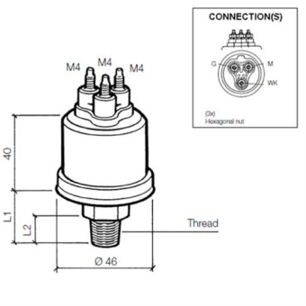 VDO 360-081-039-007C - Pressure Sender 10Bar (Insul) WC1.0 M14 x 1.5