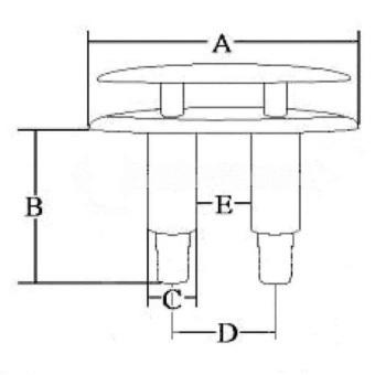Allpa Stainless Steel Pop-Out Mooring Cleat, A=126mm, B=64mm, C=22mm, D=46mm, E=22mm