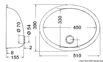 Osculati 50.186.86 - Oval Sink SS, Mirror Polished 510x390 mm