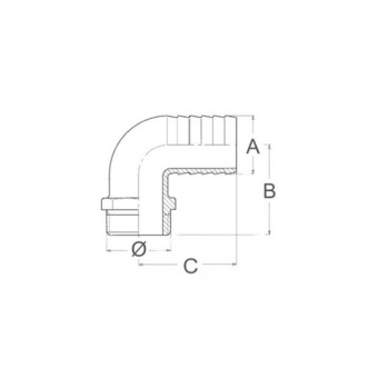 Guidi Brass Hose Adaptor 90° Male 1/4