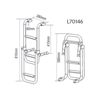 Lalizas 70146 - Folding Ladder 1+2 Steps Stainless Steel 316 Ø25mm 305x810mm