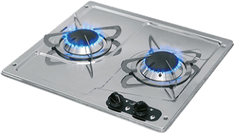 Airxcel Gas Hob Unit Stainless Steel 2 Burners 380 x 40 x 360 mm