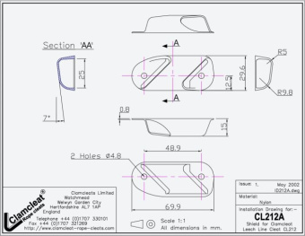 Clamcleat CL212A Nylon Shield for CL212 & CL258 Cleats