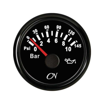 Oil Pressure Gauge - Black Dial, Black Bezel, 0 - 10 Bar