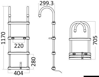 Osculati 49.527.04 - Eco Telescopic Ladder Opened 1170 mm - Closed 705 mm