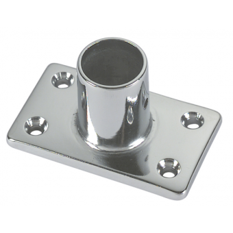 Foresti & Suardi Chromed Brass Straight Rectangular Pulpit Base Plate Ring for Ø22 mm Tube, 72x42 mm