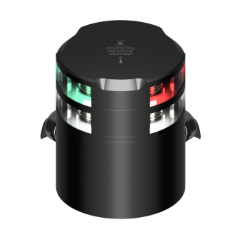 Lopolight 201-007S-B TB - Navigation Light 2NM Tricolor, Anchor W/Strobe, Black Anodized