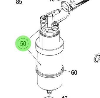 Steyr 500638 - 12V Fuel Pump Assembly with Isolating Jacket for SE164E40 and SE144E38 Engines