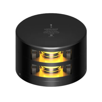 Lopolight 201-013ST-FB-B - Navigation Light 2NM 135° Yellow, Towing, Double, Black w/FB Base