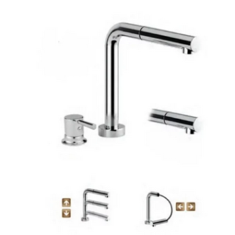 Elka 7020_AR - Remote Mixer With Telescopic And Swivel Spout And Pull-Out Shower