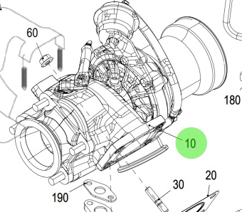 Steyr Z026151-0 - Painted EG Turbocharger Assembly for SE196E35 and SE156E32 Engines