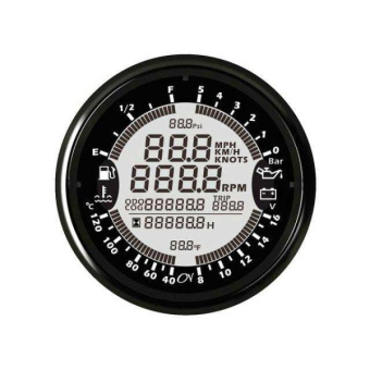 6 In 1 Instrument - Black Dial, Black Bezel, 12V
