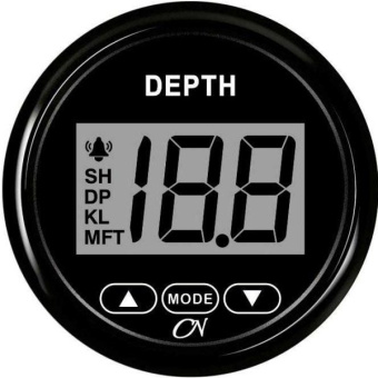 CN Depth Gauge (Incl. Transducer) - Black Dial, Black Bezel, 12V
