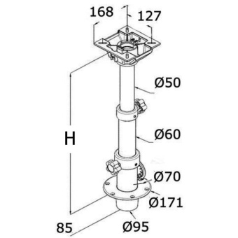 Osculati 48.421.03 - Removable 3 stage Table Pedestal m-gas spring