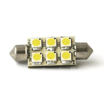 Dixplay Festoon SV8.5 8-35V 1W - 6 Cool White LEDs - Ø42x16mm