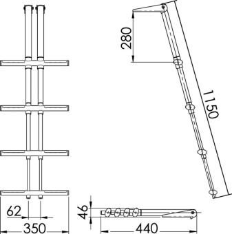 Osculati 49.552.04 - DIVER Telescopic Ladder 4 Steps Black
