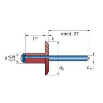 Open Blind Rivet Alu/Steel Large Head TL 4 x 18  mm