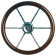 Allpa 6-Spoke Wheel 'Leader Wood' Stainless Steel With Mahogany Rim, Ø390mm, Depth 100mm