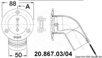Osculati 20.867.03 - FUEL 30°-angled plug mirror polished AISi316 50mm