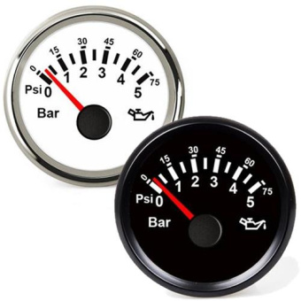 Hollex Oil Pressure Gauge White/Stainless Steel 9-32V 0-5 Bar