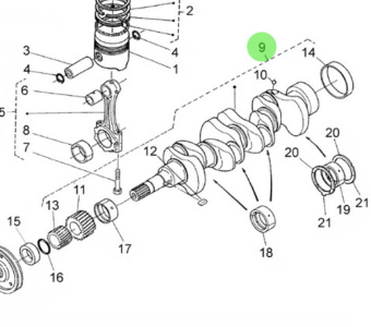 Nanni Diesel 970302896 - Complete Crankshaft Assembly for 4.150HE and N4.38 Engines