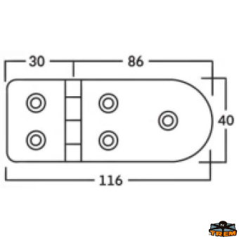 Trem M3540116 - AISI 316 Stainless Steel Hinges Thickness 4 mm - 116x40 mm Straight Model