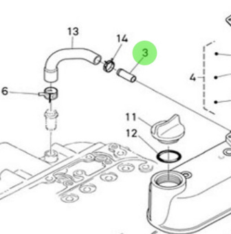 Nanni Diesel 970307535 - Hose for Cylinder Head, Cover, and Block Systems