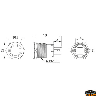 Trem L0682321 - Black Aluminium Switch 20A Red On-Off (Momentary)