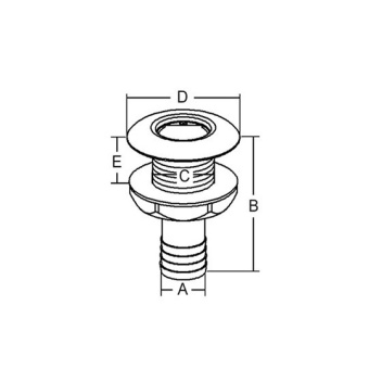 Polished Brass Through Hull With Hose Connection 3/4"
