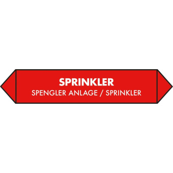 Marine Sprinkler System Pipe Identification Sticker, Dutch, German & English, Soft PVC