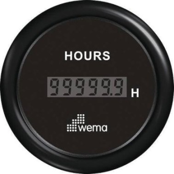 Wema 110351 Blackline Ø52mm Digital Hourmeter - Black