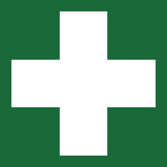 Marine First Aid Box Location Sticker, Soft PVC, Green & White
