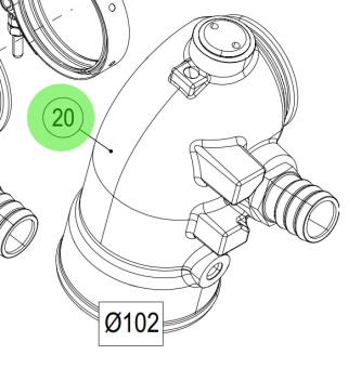 Steyr Z026133-0 - Exhaust Elbow Assembly 102 mm for SE Series Engines