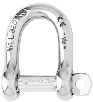Wichard 1204 - Self-Locking D-Shackle Stainless Steel 8 mm