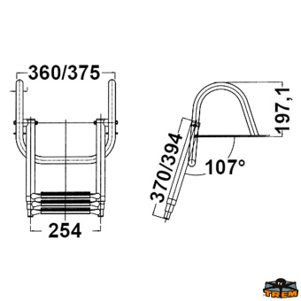 Trem S1903089 - Telescopic Swim Ladder With Lightened Handles 3 Steps Black Color